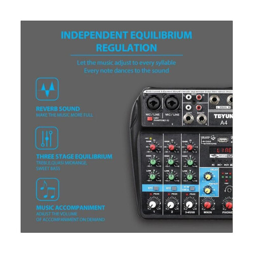 A4 Sound Ng Console Usb O Mixer Ktv Microph Recording 4 Chls 2