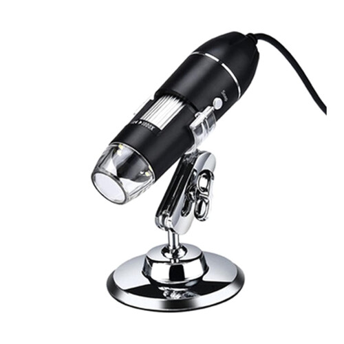 Microscope Accessories Kit 1600X Adjustable 3 in 1 Digital Microscope Camera, with Bracket Microscope Slides (Color : Black)