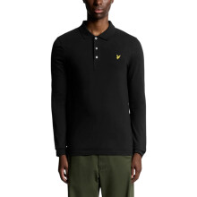 (Jet Black, L) Lyle and Scott Mens Polo Shirt LP400VOG Long Sleeve Summer Casual Cotton Tee