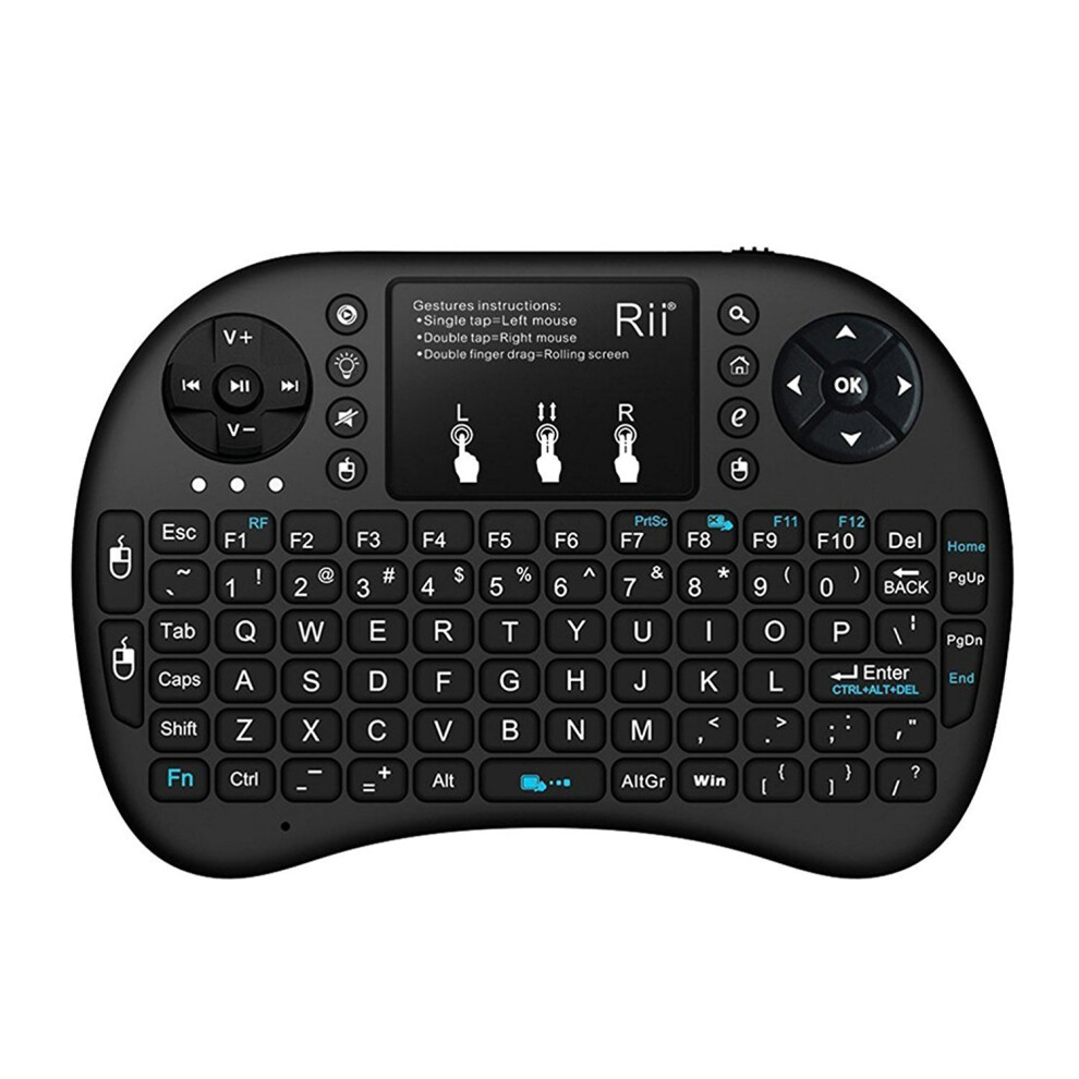 (Upgraded) 2.4Ghz Mini Wireless Keyboard With Touchpad,Qwerty,Led Backlit, (I8 ) Black 820064747600