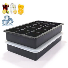 Ice Cube Trays 2 pack, Easy Release 15 Square Silicone Ice Cube Molds with Removable Lid Ref:AAe