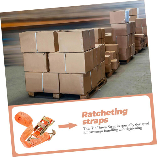 1 Set Ratchet Strap Ratchet Rachet Strap Rope Tie Down Fixing Belt Orange Polyester 1