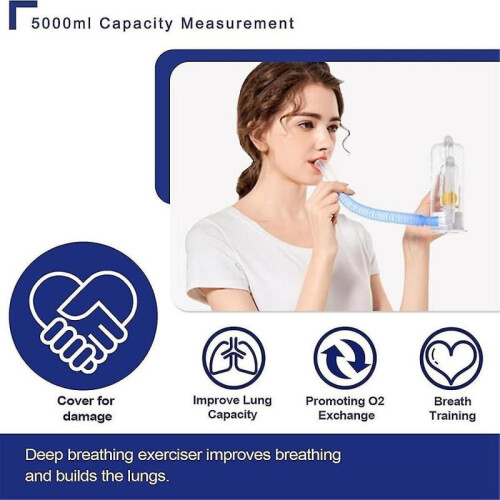 Breathing Exercise Device for Lungs,deep Breathing Trainer for Adults-5000ml Volume Measurement with Flow Rate Indicator 2