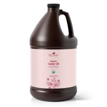 Pflanzentherapie-Rizinusl USDA Bio, kaltgepresst, 100 % rein, hexanfrei, 1 Gallone, konditionierend und heilend fr trockene Haut, Haarwachstum  Ha