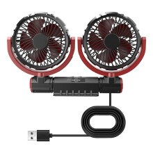 USB Car Fan Dashboard Small Fan 3 Speed Strong Airflows Car Trucks Cooling Fans Adjustable Double Head Low Noise
