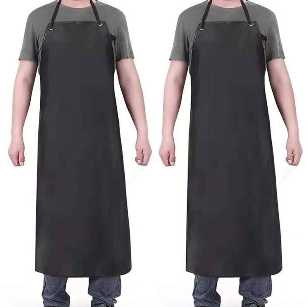 Chemical Resistant Work Cloth Adjustable Bib Butcher Apron Rubber Vinyl Apron Blacks 820064751843