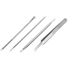 Beaute Galleria 4 Pieces Blackhead Remover Pimple Extractor Popper Bend Curved Tweezers for Acne Comedone Blemish Whitehead Zit Removal Tool Kit