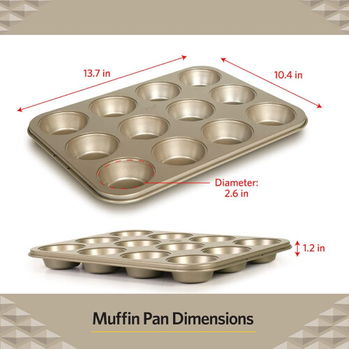 Muffin Pan Nonstick  Metal Cupcake Tin with Round Baking Cups, 12Cup 1