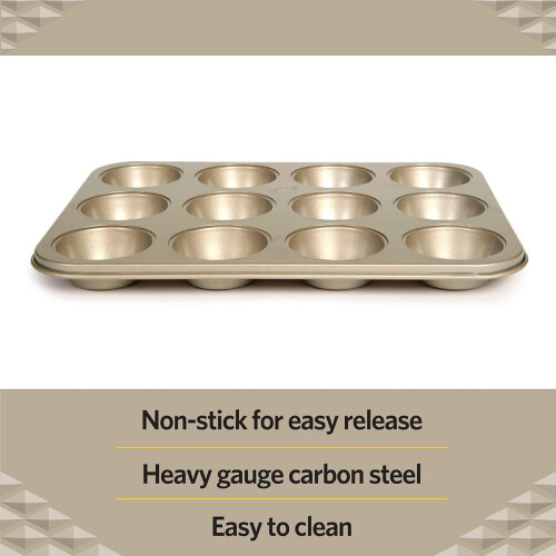 Muffin Pan Nonstick  Metal Cupcake Tin with Round Baking Cups, 12Cup 2