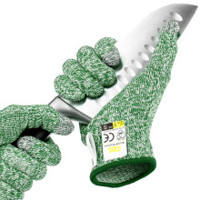 Glove Station Ultra Durable Cut Resistant Gloves - Level 5 Schutz für Köche, BBQ, Kochen - Grün, X-Large