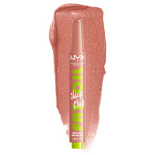 NYX PROFESSIONAL MAKEUP Fat Oil Slick Click Leichter, aufbaubarer, pigmentierter, veganer Lippenbalsam  Gruppenchat (Nude)
