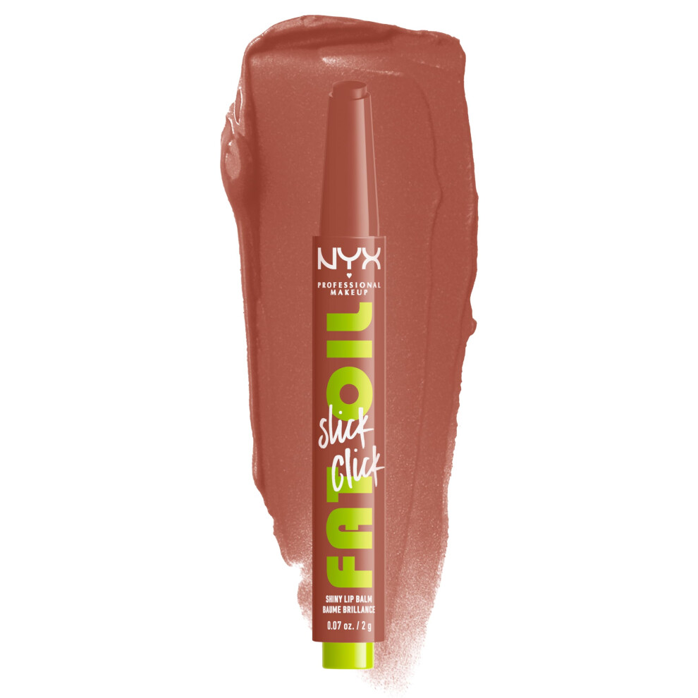 NYX PROFESSIONAL MAKEUP Fat Oil Slick Click  Lightweight  Buildable Pigmented Vegan Lip Balm - Verified (Nude)
