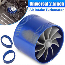 Universal Car Air Intake Turbonator Single Fan Turbine Gas Fuel Saver Turbo Blue