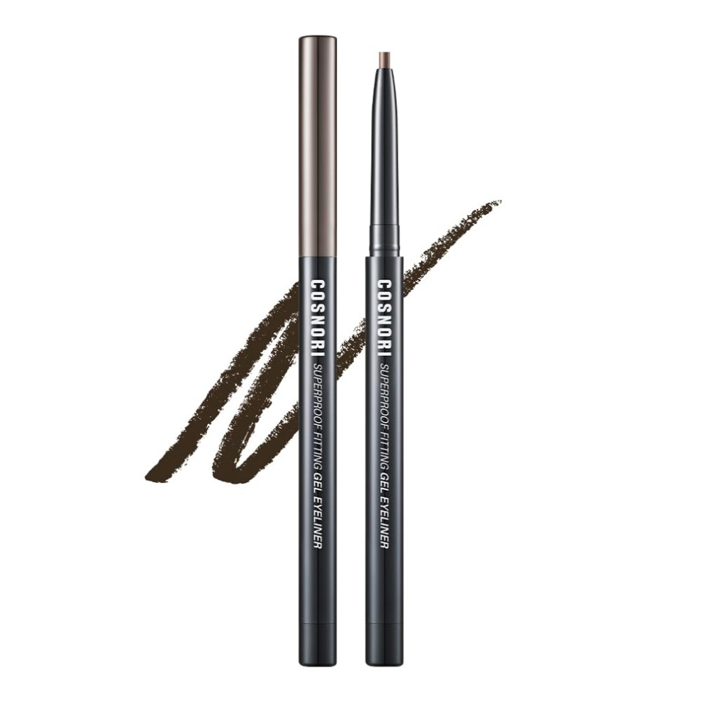 Cosnori Brown Super Proof Fitting Gel Eyeliner 03 Walnut - Smudge-Proof Longwear Eyeliner Pencil Soft Drawing 2Mm Ultra-Slim Pencil Waterproof