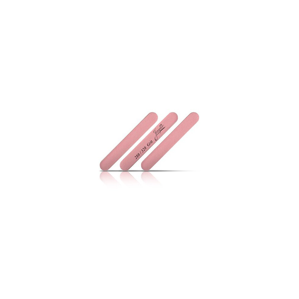 Jaylie Pink Iridesi Mini Nail Files 3.5 Inches Long By 1/2 Inch Wide Emery Boards 280/320 Grit 12 Fingernail Filers Per Pack