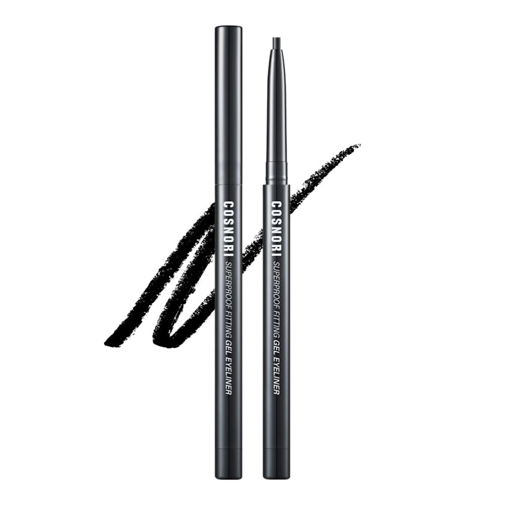 Cosnori Black Super Proof Fitting Gel Eyeliner 01 Vivid - Smudge-Proof Longwear Eyeliner Pencil Soft Drawing 2Mm Ultra-Slim Pencil Waterproof