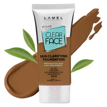 Lamel  Oh my Clear Face Foundation  SPF15-408 Golden | Enthlt Teebaumextrakt und Salicylsure | Kontrolliert die Talgproduktion | Anti-Makel-Forme