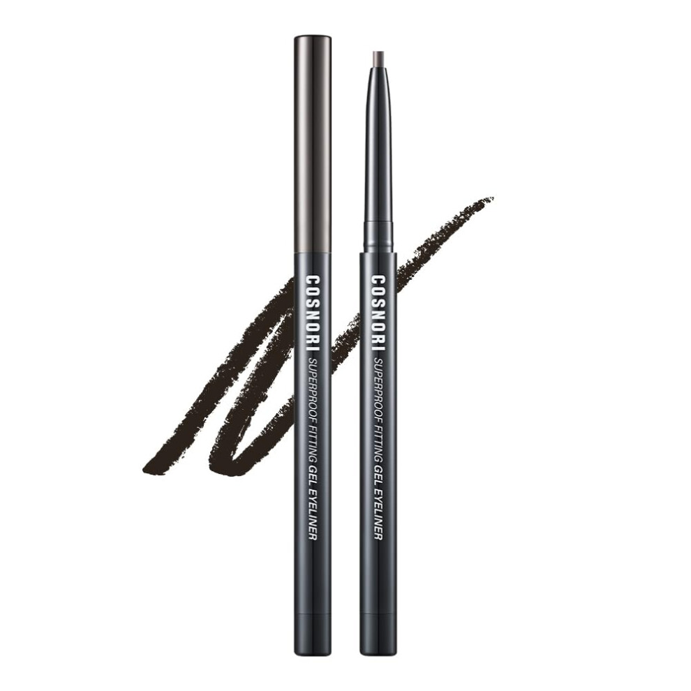 Cosnori Black,Brown Super Proof Fitting Gel Eyeliner 02 Black Brown - Smudge-Proof Longwear Eyeliner Pencil Soft Drawing 2Mm Ultra-Slim Pencil Waterproof