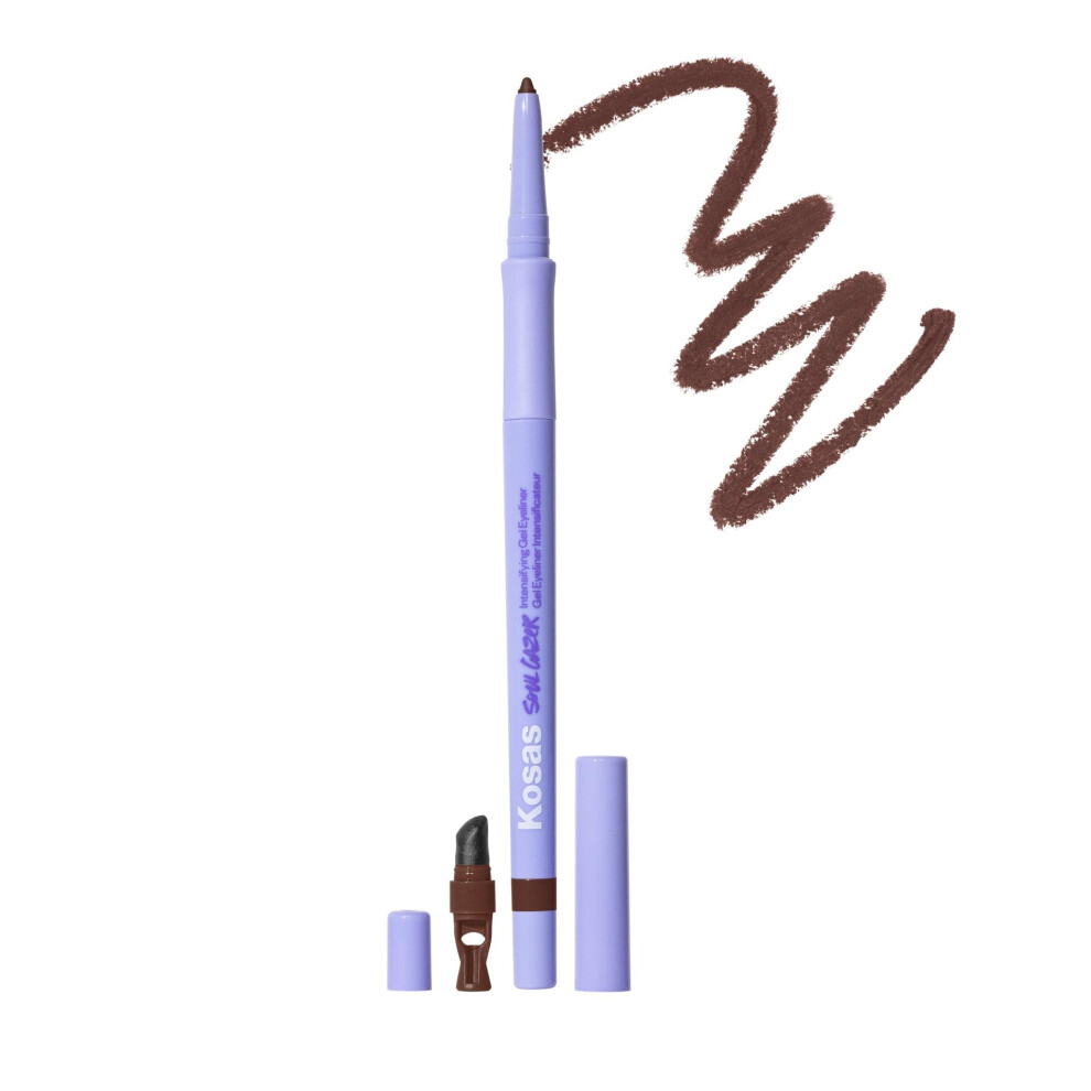Kosas Soulgazer Gel Eyeliner (Depth) - Waterproof Smudge-Proof Pen With Hyaluronic Acid - Retractable Eyeliner Pencil With Sharpener & Smudger
