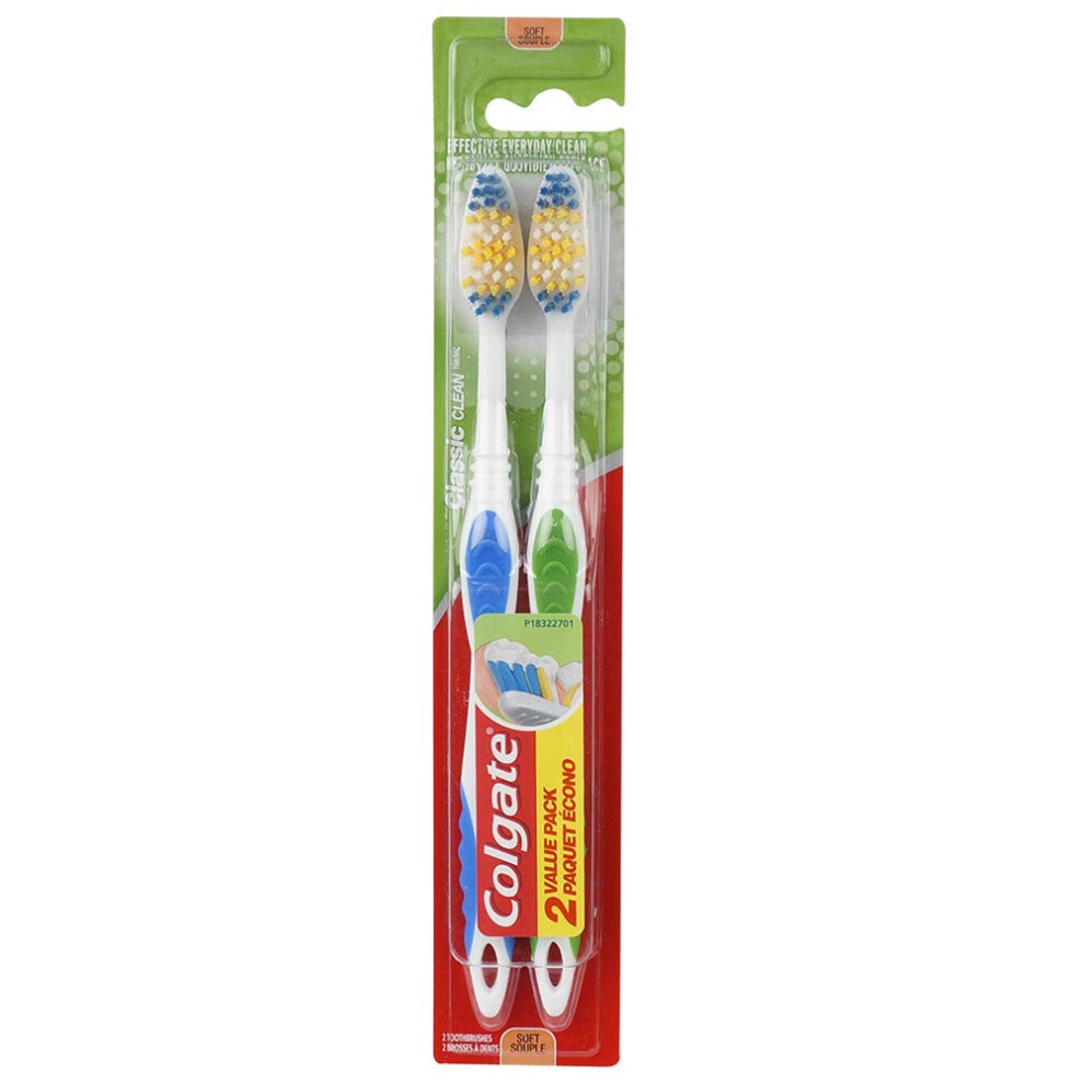 Colgate Classic Clean Full Head Toothbrush  Soft  2 Count (Pack of 1)-image-OPC-PHXPGC7-NEW