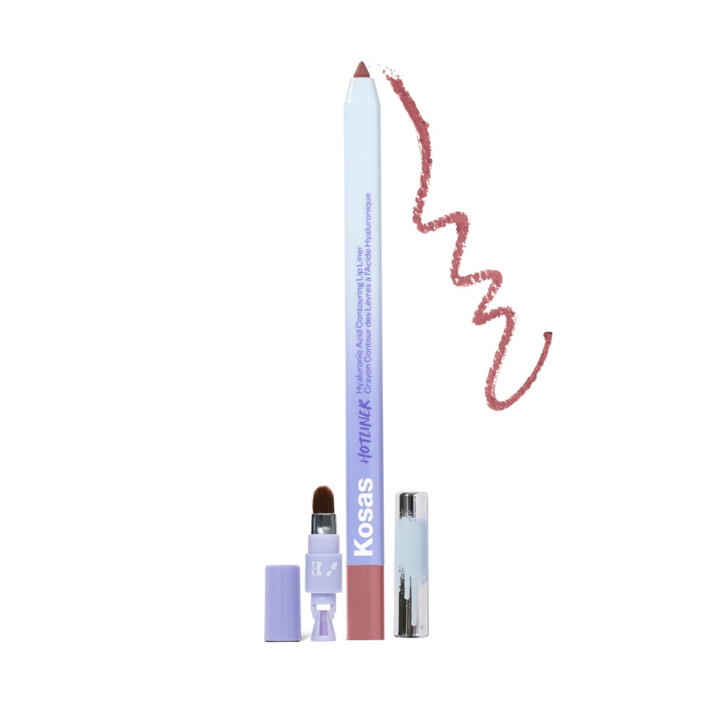 Kosas Hotliner Retractable Lip Liner Pencil With Built-In Brush & Sharpener - Easy Contouring Hydrating Long-Lasting - Pigmented Creamy Texture