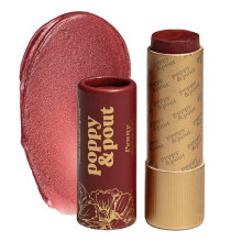 Poppy & Pout Tubo de papelo com tonalidade labial totalmente natural, cera de abelha preenchida  mo, vitamina E, leo de coco, sem crueldade,