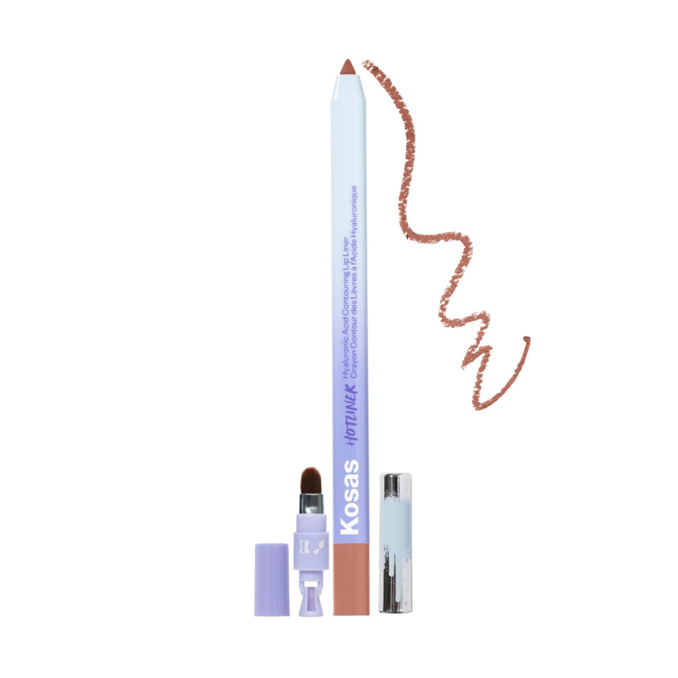 Kosas Hotliner Retractable Lip Liner Pencil With Built-In Brush & Sharpener - Easy Contouring Hydrating Long-Lasting - Pigmented Creamy Texture