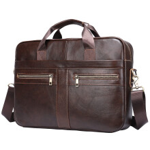 Leather Briefcase for Men, Laptop Computer Shoulder Bag With Strap, 15.6 Inch Business Travel Work Handbag