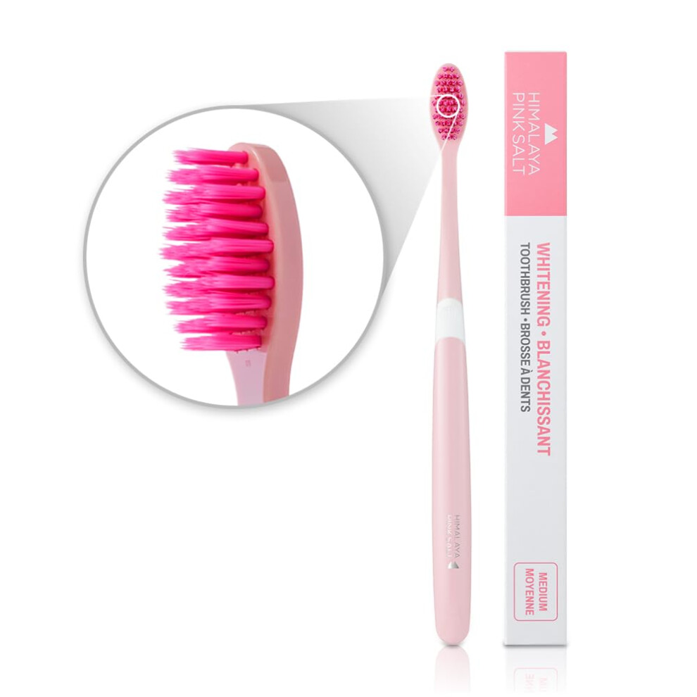 Himalaya Pinksalz Himalaya Pinksalt Natural Toothbrush - Medium Toothbrushes For Adults Plaque Remover For Teeth Tapered Bristles Gentle On Teeth And Gum Deep C