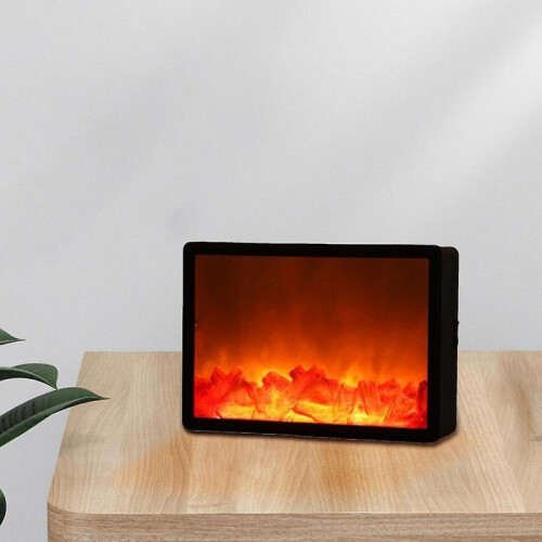 Portable Led Fireplace Lantern Flamless Log Fire Effect Lamp Home Garden 1