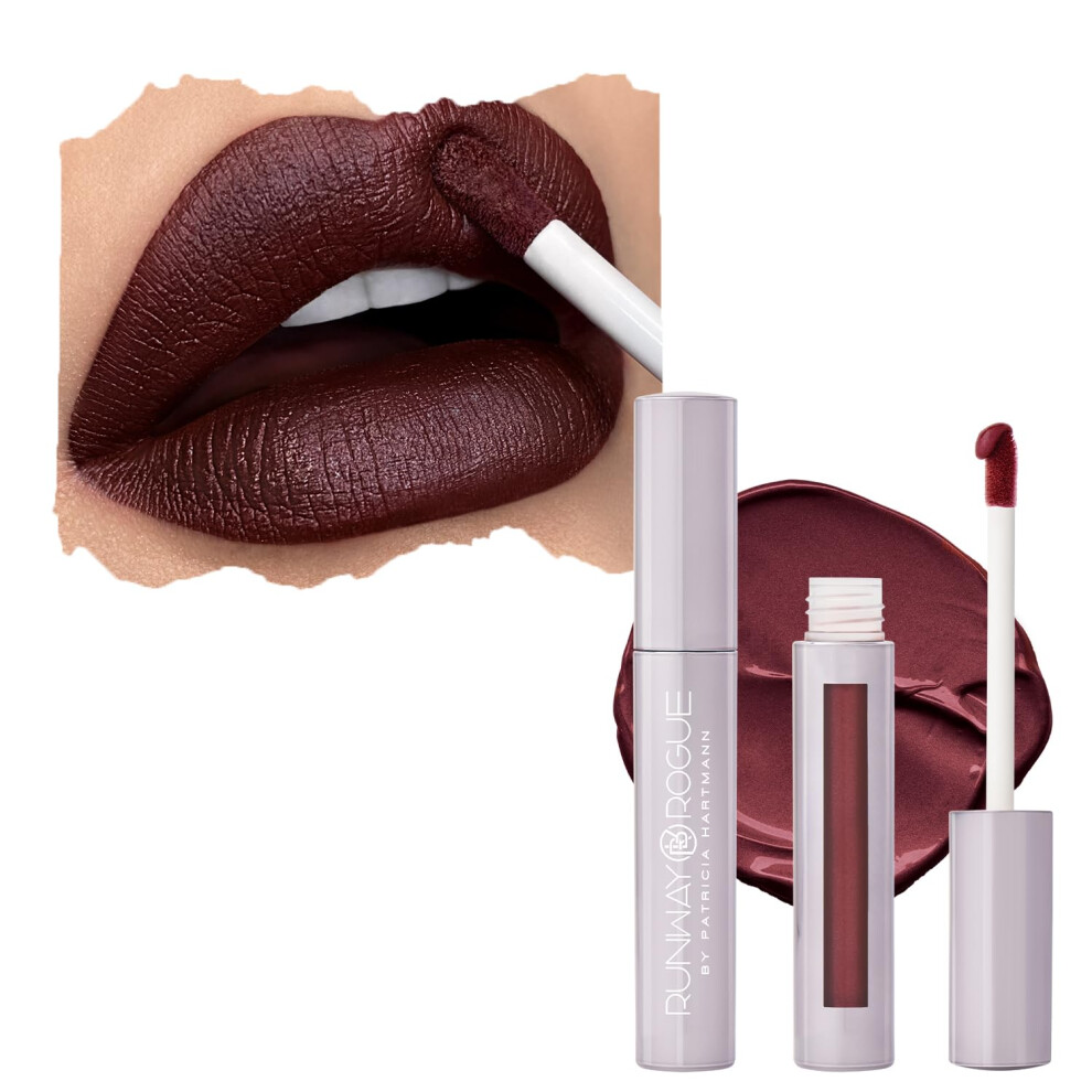 Runway Rogue Red Velvet Glam Liquid Lipstick Almost-Matte Burgundy Blackberry Lipstick Call My Agent