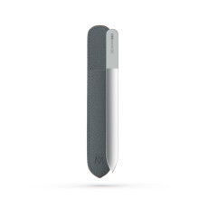 GERMANIKURE Czech Crystal Glass Nail File in Suede Leather Case Original Gray Branded Professional Manicure & Pedicure Products for Easy Shapin