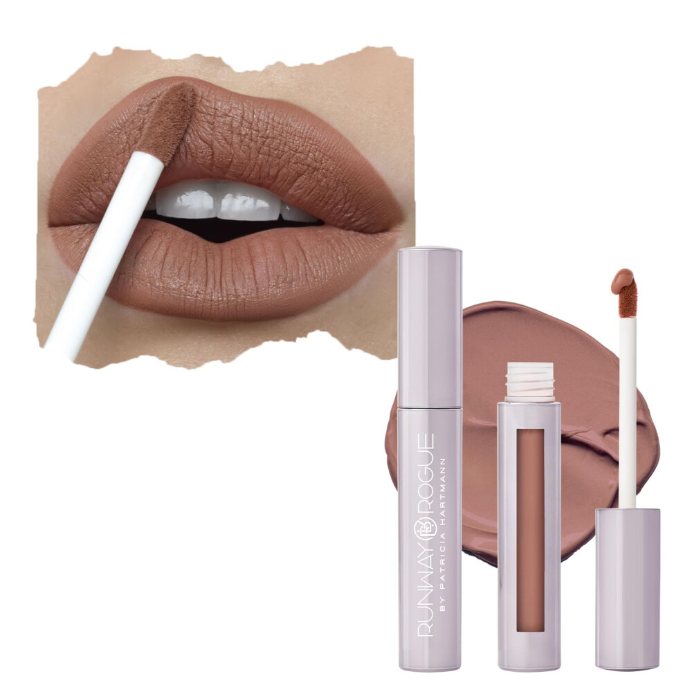 Runway Rogue Light/Brown Velvet Glam Liquid Lipstick Almost-Matte Hazelnut- Lipstick No Flash