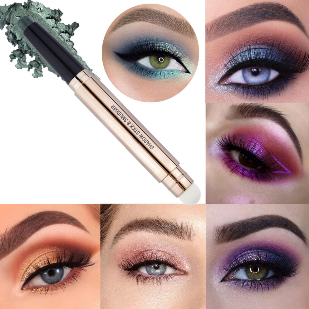 Miasarah Green Eyeshadow Stick, Cream Shimmer Smooth Eyeshadow Pencil, Hypoallergenic Waterproof Long Lasting Eye Shadow Highlighter Stick, Create Hig