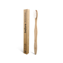 Before Bamboo Toothbrush  100% Biodegradable  All Natural Bamboo Handle & Plant Based Soft Bristles  Recyclable & Compostable Cardboard Packaging