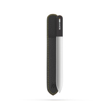 GERMANIKURE Czech Crystal Glass Nail File in Suede Leather Case - Original White Branded - Professional Manicure & Pedicure Products for Smooth E