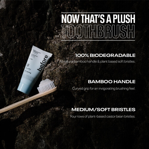 Before Bamboo Toothbrush  100% Biodegradable  All Natural Bamboo Handle & Plant Based Soft Bristles  Recyclable & Compostable Cardboard Packaging 2