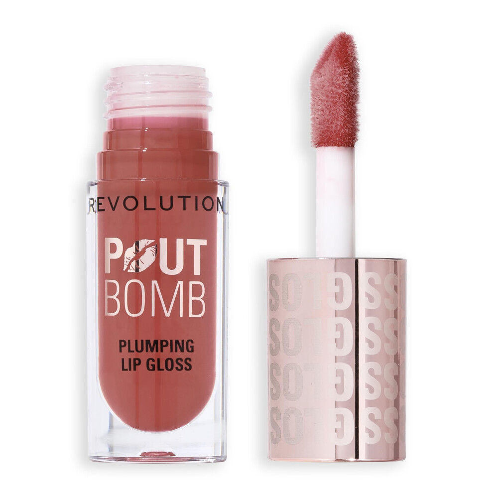 Revolution Beauty Lo Revolution Beauty Pout Bomb Plumping Lip Gloss High-Shine For Glossy Fuller & Plump Lips With Hyaluronic Acid & Peptides Vegan & Cruelty-Free