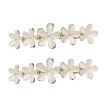 2Pcs Gold Flower Opal Hair Clips Engagement Birthday Decorative Accessories Gold Sparkly Wedding Barrettes Fancy Hair Pins Valentines Wedding Pro