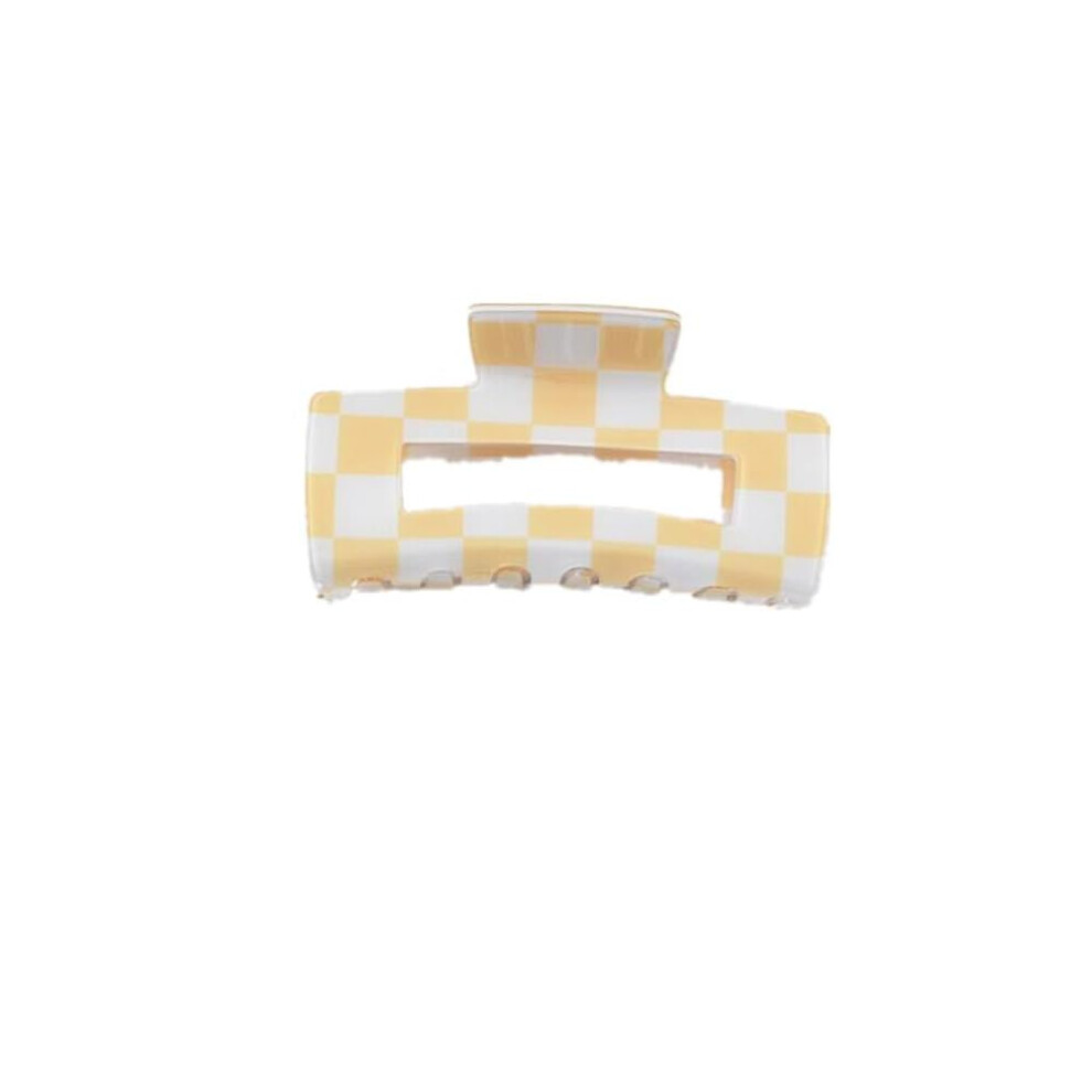 Yoemayuner Unisex 3.15"""" Nonslip Checkered Claw Clips For Women - Strong Hold Barrettes Rectangle Jaw Clips Hair Accessories For Thick Hair (1Pc Yello