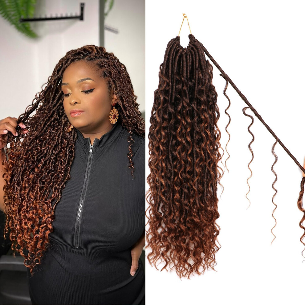 Coocoojoo Unisex Black 8 Packs Goddess Locs Crochet Hair-18 Inch Boho Faux Locs Crochet Hair For Women (T30 18 Inch(Pack Of 8))