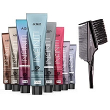 ASP Affinage INFINITI Permanente Haarfarbe mit extrem niedrigem Ammoniakgehalt, Haarfarbe mit Sheabutter und Argan (mit elegantem 3-in-1-Brstenkamm)