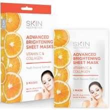 Skin Aesthetics Blatt-Gesichtsmaske mit Vitamin C und Kollagen Reduziert Falten und Altersflecken, spendet Feuchtigkeit, spendet Feuchtigkeit und v