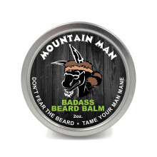 Badass Beard Care Beard Balm - Mountain Man Scent 2 Ounce - All Natural Ingredients Keeps Beard and Mustache Full Soft and Healthy Reduce Itc