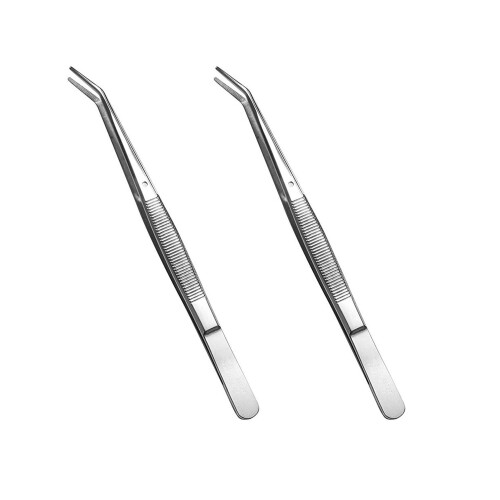 Pinzas de Acero Inoxidable, con Punta Curvada Serrada, Set de 2