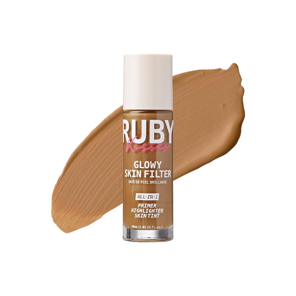 Ruby Kisses Light Glowy Skin Filter Foundation - All-In-1 Primer Skin Tint & Highlighter Hydrating Coverage With Squalane Natural Dewy Finish