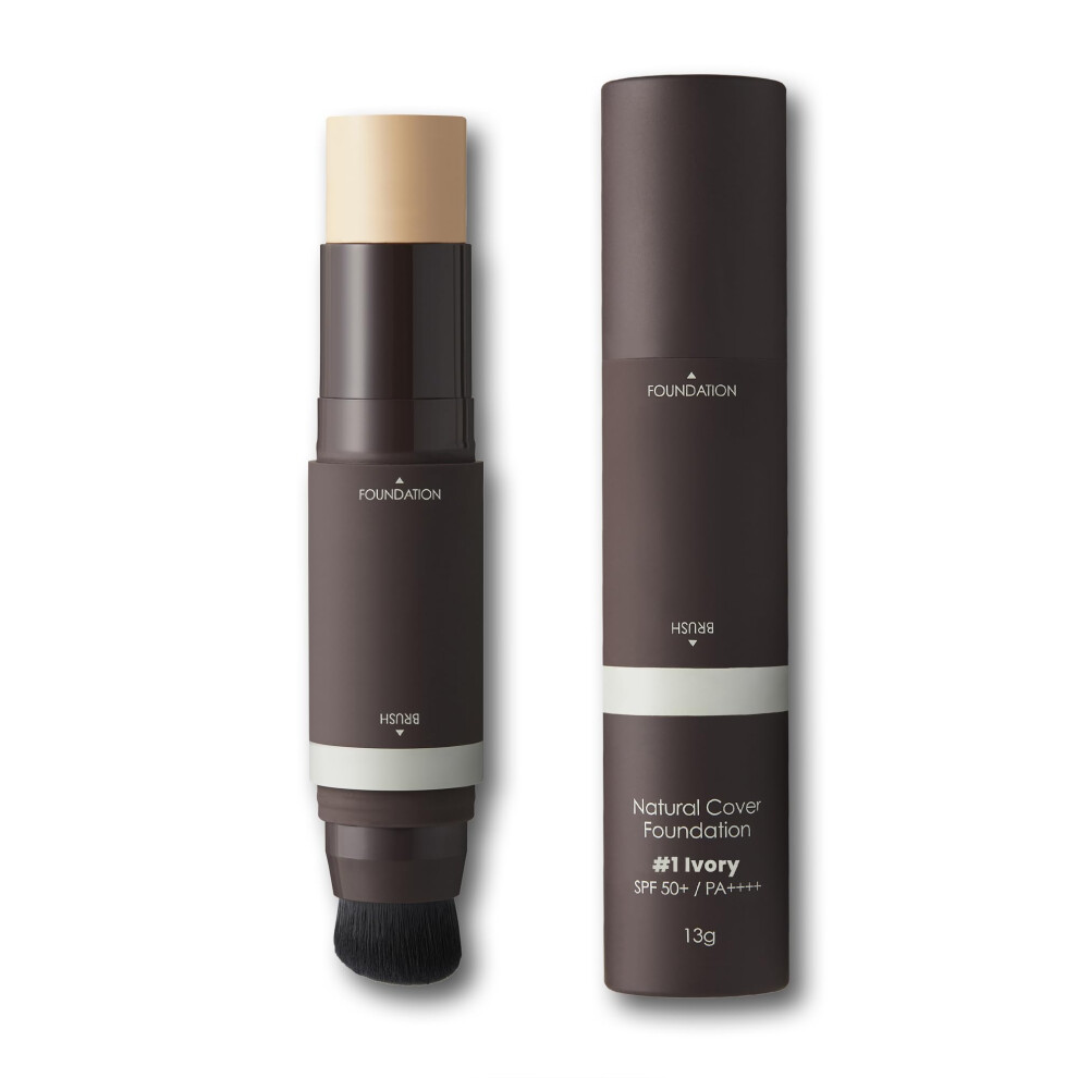 Obge Natural Cover Foundation #21 (Ivory, 0.5Oz) - Stick Foundation With Brush For Flawless Skin Tone Correction And Coverage. Long-Lasting Wear For D