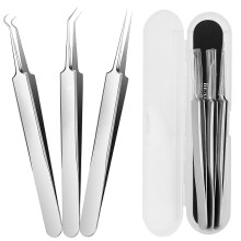WSYUB Blackhead Tweezers Blackhead Extractor Pimple Popper Tool Kit 3 in 1 Professional Stainless Skin Zit Acne Blemish Whitehead Popping Remo