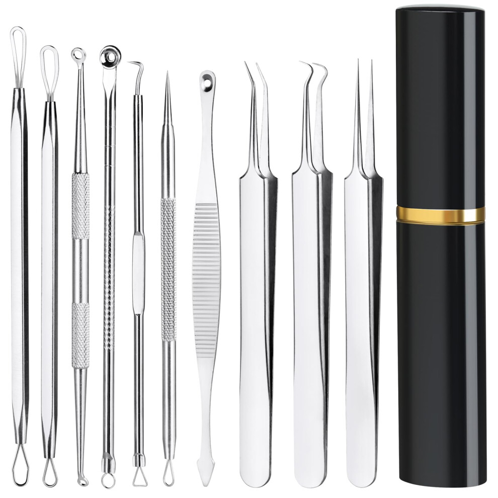 Baxrou Pimple Popper Tool Kit 10 Pcs Professional Blackhead Remover Comedones Extractor For Easy Removal For Pimples Blackheads Zit Removing Facial And