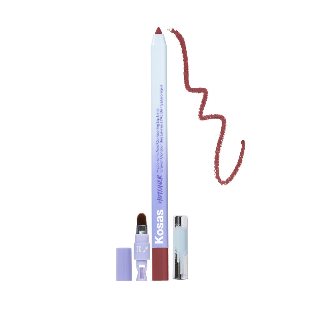Kosas Hotliner Retractable Lip Liner Pencil With Built-In Brush & Sharpener - Easy Contouring Hydrating Long-Lasting - Pigmented Creamy Texture